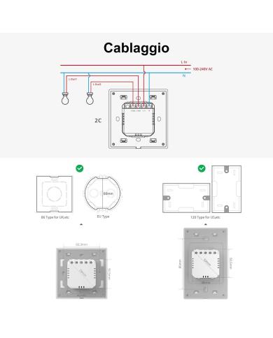 Sonoff T5 1C 3C 120 interruttore intelligente smart touch led Sonoff T5 1C 3C 120 interruttore intelligente smart touch led