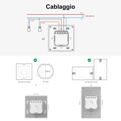 Sonoff T5 1C 3C 120 interruttore intelligente smart touch led Sonoff T5 1C 3C 120 interruttore intelligente smart touch led