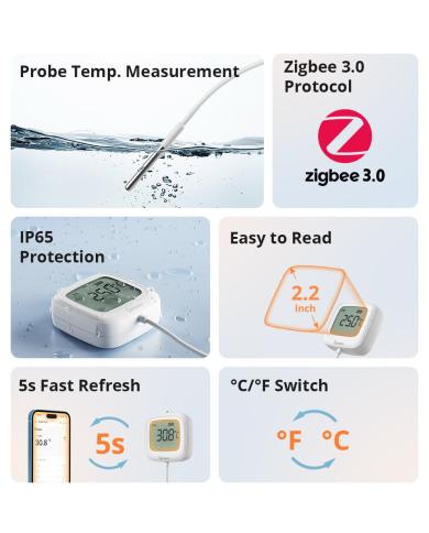 Sonoff SNZB-02LD termometro smart lcd con sensore sonda IP65 Zigbee Sonoff SNZB-02LD termometro smart lcd con sensore sonda IP65 Zigbee